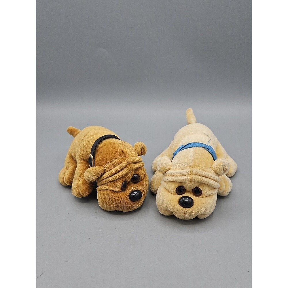 Lot of 2 Vintage Kennel Kuddlees Tara Toy Corp Plush Stuffed Dogs Puppies 1980s